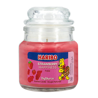 Svíčka ve skleněné dóze Haribo, Jahodové potěšení, 85g
