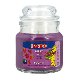 Svíčka ve skleněné dóze Haribo, Lesní ovoce, 85 g