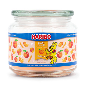 Svíčka ve skleněné dóze Haribo, Broskvový ráj, 300 g