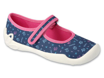 114X517 - dívčí balerínky Befado modré, kytičky 114X517_29