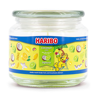 Svíčka ve skleněné dóze Haribo, Kokosová limetka, 300 g