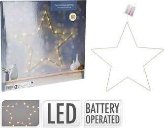 Kovová LED hvězda zlatá na zavěšení 45 cm II. jakost