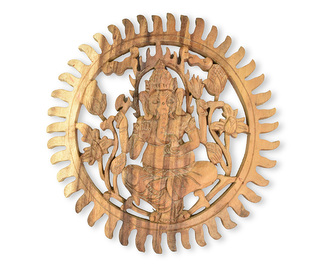 Závěsná dřevěná dekorace Ganesha světlá - 30 cm