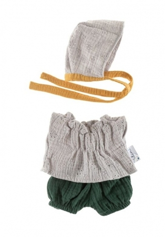 Oblečky pro panenky 32 cm, tunika, kraťasky a čepička, zelená/šedá Oblečky pro panenky 32 cm, tunika, kraťasky a čepička, zelená/šedá