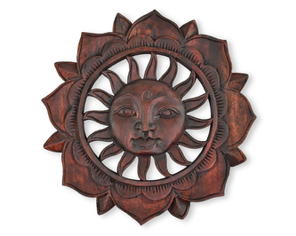 Závěsná dřevěná dekorace Slunce tmavá - 30 cm