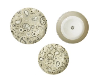 Jídelní sada 18ks talířů béžová Shanti béžové BRANDANI