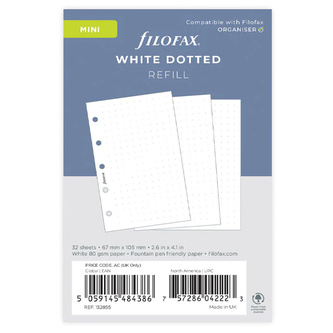 Filofax, Papíry pro diáře, tečkované, mini, bílá