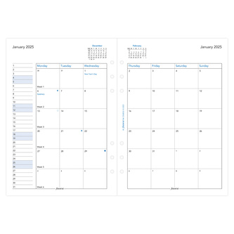 Filofax, Kalendář 2025 A5, měsíc/2 strany, AJ