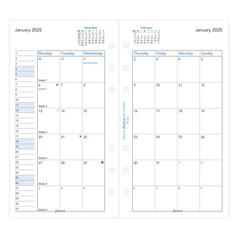 Filofax, Kalendář 2025 osobní, měsíc/2 strany, tabulka, AJ