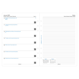 Filofax, Kalendář 2025 A5, týden/1 strana, 5 jazyků