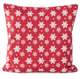Vánoční bavlněný polštář | LOHJA | sněhové vločky červená | 45x45 cm | 865775
