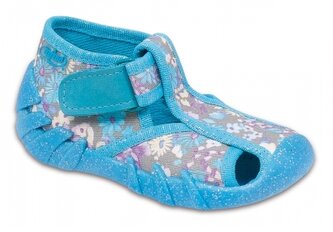 190P028 24 - dív.suchý zip s otv., tyrkys, kytičky S 190P028_24