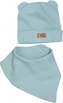 Dvouvrstvá žebrovaná čepička s oušky + šátek,  Lovely One, mořská modrá, vel. 92/98; 92/98 (18-36m)