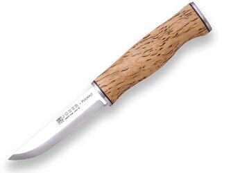 JOKER CL127 PUUKKO lovecký nôž 10 cm, drevo kučeravej brezy, kožené puzdro