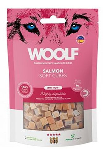 WOOLF pochoutka Soft Cubes Salmon 100g WOOLF pochoutka Soft Cubes Salmon 100g