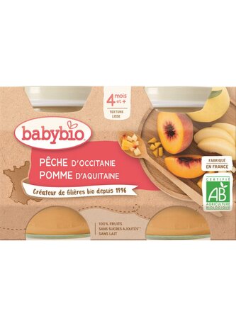 BABYBIO broskev jablko 2x30 g
