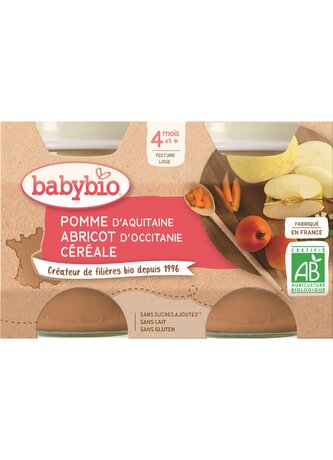 BABYBIO jablko meruňka cereálie 2x130 g
