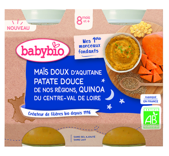 BABYBIO bio sladká kukuřice, sladké brambory a quinoa 2x200g
