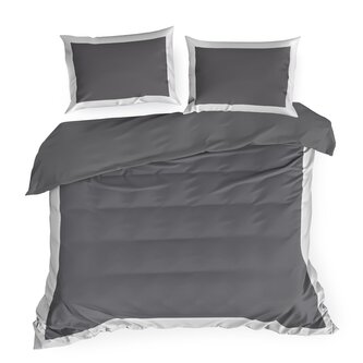 Povlečení DUO COLORE I. 100% bavlna šedá/bílá 1x 220x200 cm, 2x povlak 70x80 cm francouzské povlečení MyBestHome