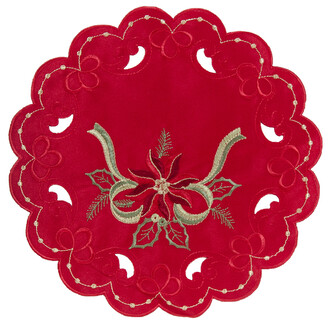 Vánoční dekorační ozdobný ubrousek GERANIUM, červená, O 30 cm