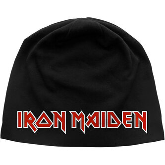 Zimní čepice Iron Maiden: Červené logo (univerzální) bavlna Zimní čepice Iron Maiden: Červené logo (univerzální) bavlna