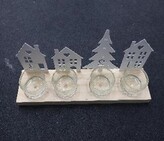 Svícen dřevo/kov advent čísla bílý 28x7x13 cm