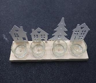 Svícen dřevo/kov advent čísla bílý 28x7x13 cm