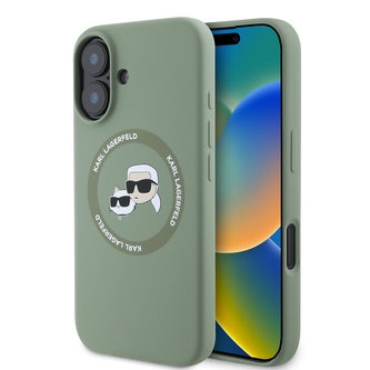 Karl Lagerfeld Liquid Silicone K&CH Heads MagSafe Zadní Kryt pro iPhone 16 Kaki Karl Lagerfeld Liquid Silicone K&CH Heads MagSafe Zadní Kryt pro iPhone 16 Kaki
