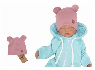 Z&Z Dvouvrstvá bavlněná čepička LOVE TEDDY, lila, vel. 68/74; 68/74 (6-9m)