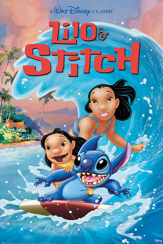 Plakát, Obraz - Lilo & Stitch - Wave Surf, 61 × 91.5 cm