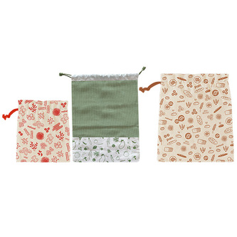 Sada pytlíků na potraviny Pebbly, NBA177, 3 ks, organická bavlna, lze prát v pračce, stahovací šňůrky