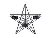 Svícen kov 220x65x220mm hvězda na tři čaj. svíčky, černá
