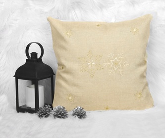 Návlek na polštář, Béžově zlaté Vánoce, béžové, 40 x 40 cm