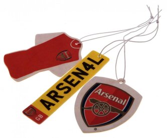 Set 3 kusů osvěžovačů vzduchu FC Arsenal: Znak, Dres a SPZ (7 x 7 cm)