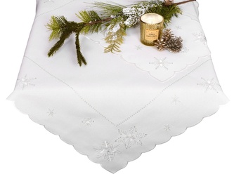 Ubrus Vánoční, Bílo stříbrné Vánoce, bílý 120 x 140cm