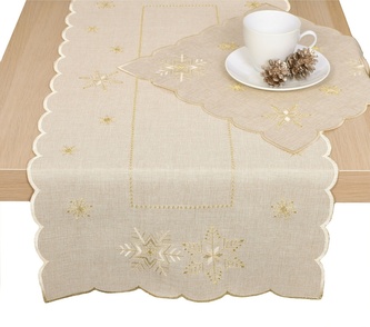 Ubrus Vánoční, Béžově zlaté Vánoce, béžový 40 x 90 cm