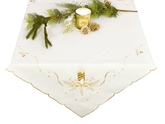 Ubrus Vánoční, Béžově zlatá vánoční svíčka, krémový 40 x 90 cm
