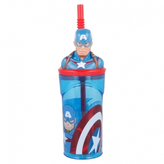 Kubek 3D ze słomką 360 ml Kapitan Ameryka
