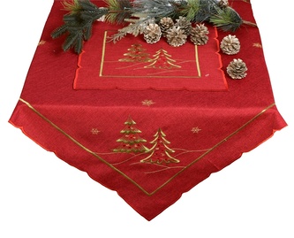 Ubrus Vánoční, Vánoční stromeček, bordová 85 x 85 cm