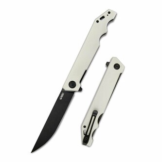 Kubey KU253D Pylades Ivory Black vreckový nôž 11,8 cm, čierna, krémová, G10, spona