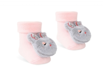 Kojenecké froté ponožky Zajíček, světle růžové, veľ. 68/80; 68-80 (6-12m)