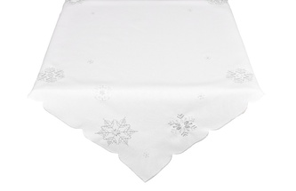 Ubrus Vánoční, Bílo stříbrné Vánoce, bílý 35 x 35 cm