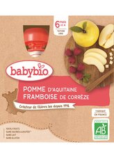 BABYBIO jablko malina 4x90 g