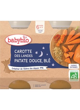 BABYBIO mrkev, sladké brambory a pšenice 2x200 g
