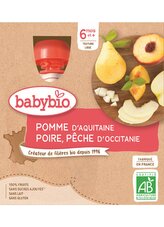 BABYBIO jablko hruška broskev 4x90 g
