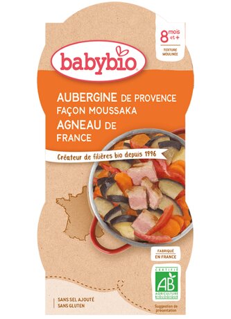 BABYBIO lilek na způsob Musaky s jehněčím masem 2x200 g