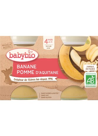 BABYBIO banán jablko 2x130 g