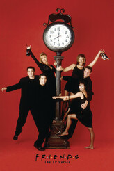 Umělecký tisk Přátelé - Red wall clock, 26.7 × 40 cm