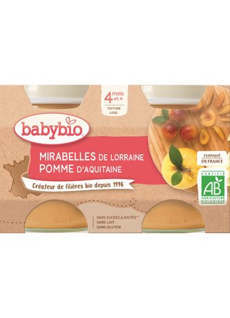 BABYBIO mirabelky jablko 2x130 g