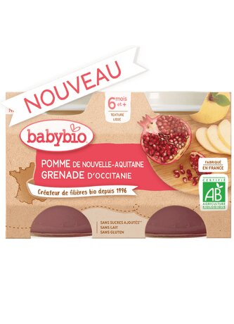 BABYBIO jablko s granátovým jablíčkem 2x130g